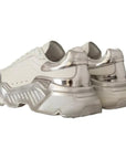 Dolce & Gabbana White Silver Leather Daymaster Sneakers Shoes