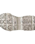 Dolce & Gabbana White Silver Leather Daymaster Sneakers Shoes