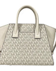 Michael Kors Avril Small Leather Top Zip Satchel Crossbody Bag Cream