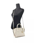 Michael Kors Avril Small Leather Top Zip Satchel Crossbody Bag Cream