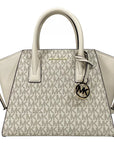 Michael Kors Avril Small Leather Top Zip Satchel Crossbody Bag Cream
