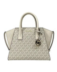 Michael Kors Avril Small Leather Top Zip Satchel Crossbody Bag Cream