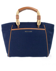 Michael Kors Talia Small Navy Cotton Canvas Tote Crossbody Purse
