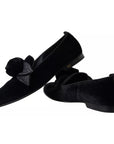 Dolce & Gabbana Black Velvet Flats Bow Young Queen Shoes