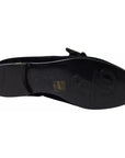 Dolce & Gabbana Black Velvet Flats Bow Young Queen Shoes