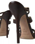 Dolce & Gabbana Brown Ankle Strap Stiletto Heels Sandals Shoes