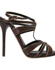 Dolce & Gabbana Brown Ankle Strap Stiletto Heels Sandals Shoes