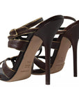 Dolce & Gabbana Brown Ankle Strap Stiletto Heels Sandals Shoes