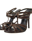 Dolce & Gabbana Brown Ankle Strap Stiletto Heels Sandals Shoes
