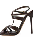 Dolce & Gabbana Brown Ankle Strap Stiletto Heels Sandals Shoes