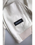 Dolce & Gabbana Off White LeatherPerforated Full Zip Jacket