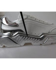 Dolce & Gabbana White Silver Daymaster Leather Sneakers Shoes