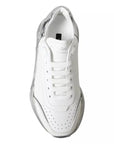 Dolce & Gabbana White Silver Daymaster Leather Sneakers Shoes