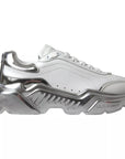 Dolce & Gabbana White Silver Daymaster Leather Sneakers Shoes