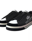 Dolce & Gabbana Black Leather Crown Milano Sneakers Shoes