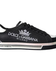 Dolce & Gabbana Black Leather Crown Milano Sneakers Shoes