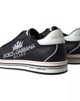 Dolce & Gabbana Black Leather Crown Milano Sneakers Shoes