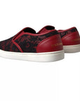 Dolce & Gabbana Black Red Lace Slip On Low Top Sneakers Shoes