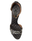 Dolce & Gabbana Gray Satin Ankle Strap Crystal Sandals Shoes