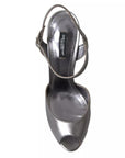 Dolce & Gabbana Silver Leather Platform Heels Sandals Shoes