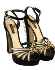 Dolce & Gabbana Black Gold Bianca Faux Pearl Sandals