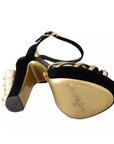 Dolce & Gabbana Black Gold Bianca Faux Pearl Sandals