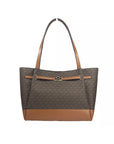 Michael Kors Reed Large Belted Tote Shoulder Bag Purse Brown