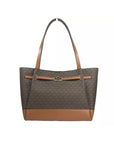 Michael Kors Reed Large Belted Tote Shoulder Bag Purse Brown