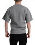 Dolce & Gabbana Gray Cotton Embellished Crew Neck T-shirt