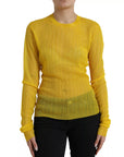 Dolce & Gabbana Yellow Sheer Polyester Long Sleeves Blouse