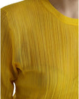 Dolce & Gabbana Yellow Sheer Polyester Long Sleeves Blouse