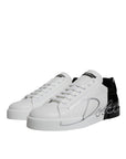 Dolce & Gabbana White Black Logo Portofino Sneaker Shoes