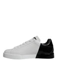Dolce & Gabbana White Black Logo Portofino Sneaker Shoes