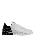 Dolce & Gabbana White Black Logo Portofino Sneaker Shoes