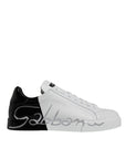 Dolce & Gabbana White Black Logo Portofino Sneaker Shoes