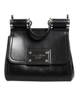 Dolce & Gabbana Black Calfskin Leather SICILY Logo Plaque Top Handle Bag
