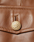 Dolce & Gabbana Brown Calfskin Leather Button Down Jacket