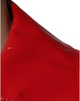 Dolce & Gabbana Red Polyester Button Down Collared Jacket