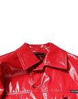 Dolce & Gabbana Red Polyester Button Down Collared Jacket