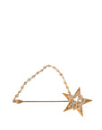 Dolce & Gabbana Gold Brass DG Logo Star Crystal Brooch Lapel Pin