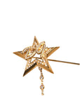 Dolce & Gabbana Gold Brass DG Logo Star Crystal Brooch Lapel Pin