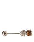 Dolce & Gabbana Silver 925 Sterling Silver Crystals Pin Collar Brooch