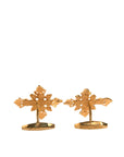 Dolce & Gabbana Gold Tone Brass Cross Crystal Cufflink
