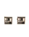 Dolce & Gabbana Silver Plated Brass Pin Crystal Cufflinks