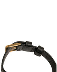 Dolce & Gabbana Black Textured Leather Gold Tone Metal Buckle Armband