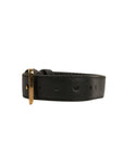 Dolce & Gabbana Black Textured Leather Gold Tone Metal Buckle Armband