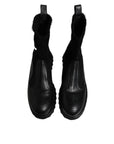Dolce & Gabbana Black DG Logo Horse Sock Ankle Boots Shoes