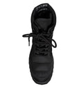 Dolce & Gabbana Black Padded Mid Calf Lace Up Boots Shoes