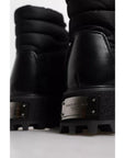 Dolce & Gabbana Black Padded Mid Calf Lace Up Boots Shoes