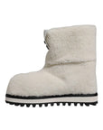 Dolce & Gabbana White Plush Logo Padded Mid Calf Boots Shoes